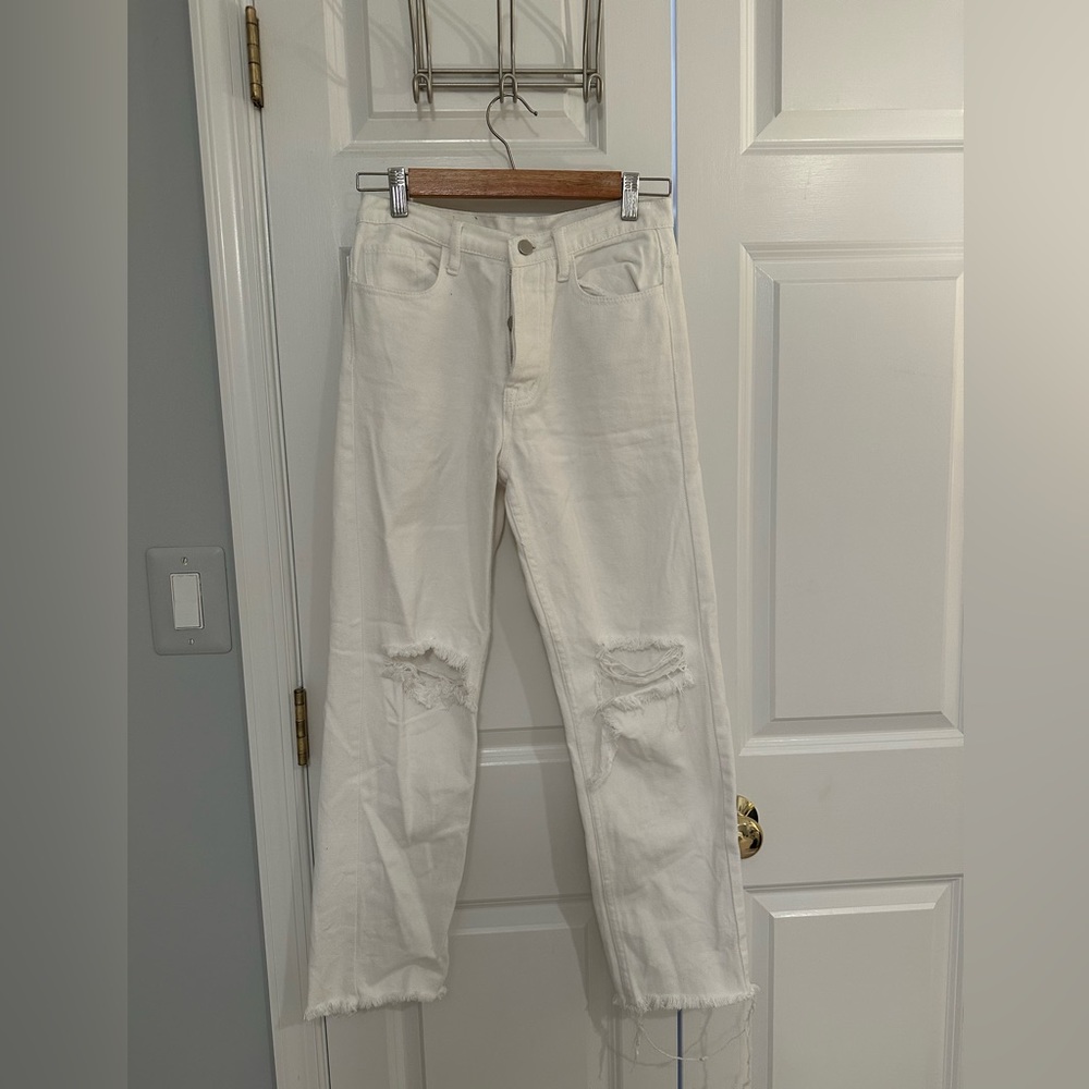 Princess Polly white ripped jeans